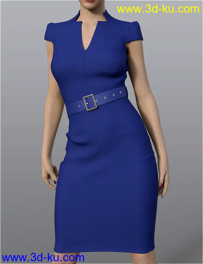 dForce H&C Belted Office Dress Outfit for Genesis 8 Female(s)模型的图片7