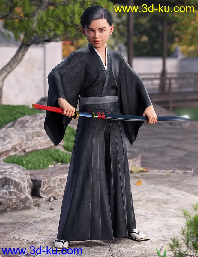dForce Hakama and Kimono Outfit for Genesis 8.1 Male模型的图片1