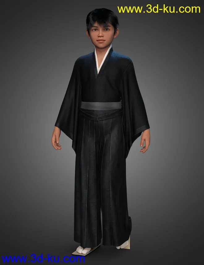 dForce Hakama and Kimono Outfit for Genesis 8.1 Male模型的图片2