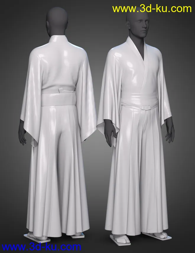 dForce Hakama and Kimono Outfit for Genesis 8.1 Male模型的图片4