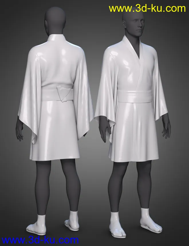 dForce Hakama and Kimono Outfit for Genesis 8.1 Male模型的图片5