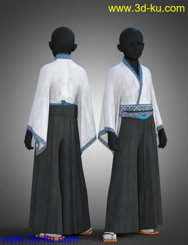 dForce Hakama and Kimono Outfit Textures模型的图片2