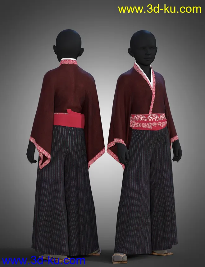 dForce Hakama and Kimono Outfit Textures模型的图片3