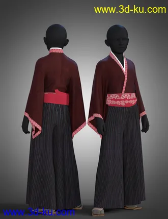 3D打印模型dForce Hakama and Kimono Outfit Textures的图片