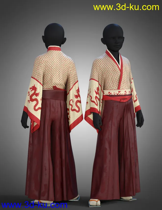 dForce Hakama and Kimono Outfit Textures模型的图片4