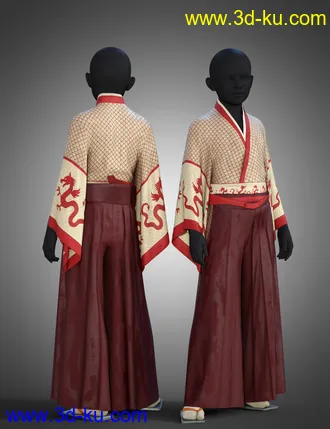 3D打印模型dForce Hakama and Kimono Outfit Textures的图片