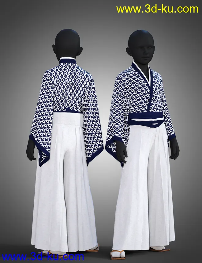 dForce Hakama and Kimono Outfit Textures模型的图片5