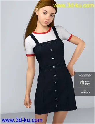 3D打印模型dForce HnC Denim Mini Dress Outfit for Genesis 8 Females的图片