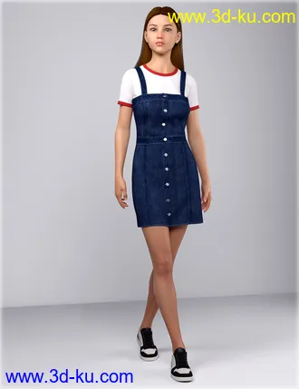 3D打印模型dForce HnC Denim Mini Dress Outfit for Genesis 8 Females的图片