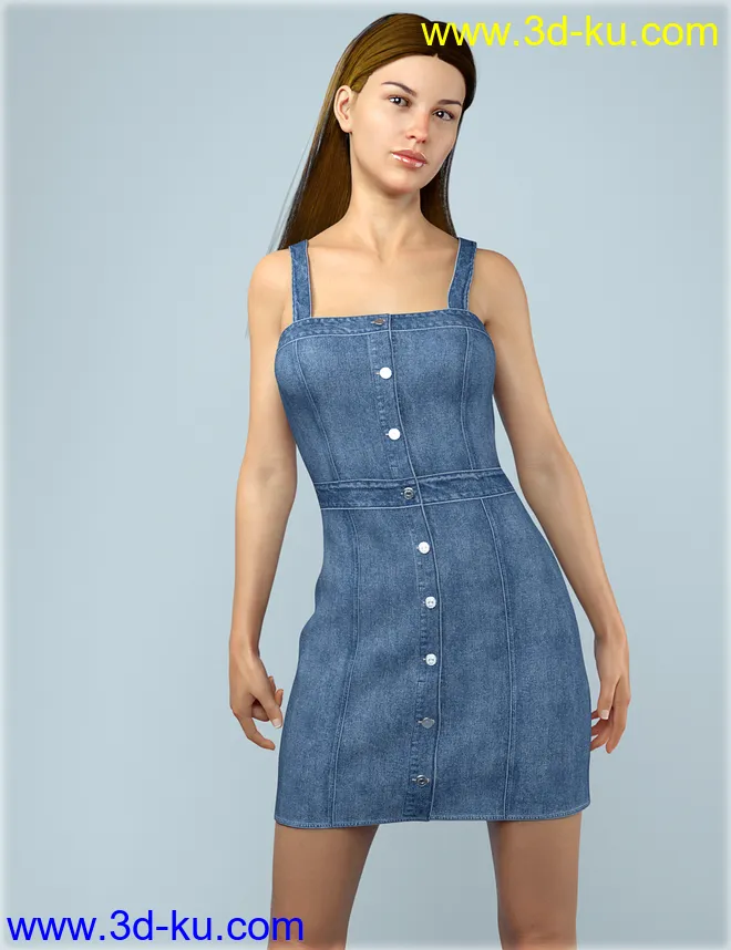 dForce HnC Denim Mini Dress Outfit for Genesis 8 Females模型的图片3