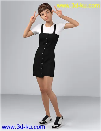 3D打印模型dForce HnC Denim Mini Dress Outfit for Genesis 8 Females的图片