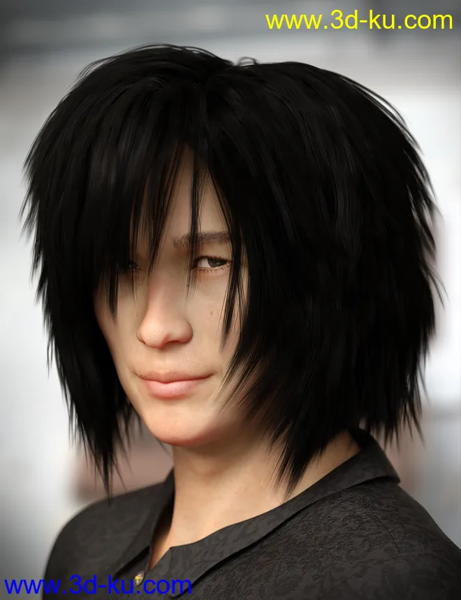 dForce Kiru Hair for Genesis 3, 8, and 8.1模型的图片2