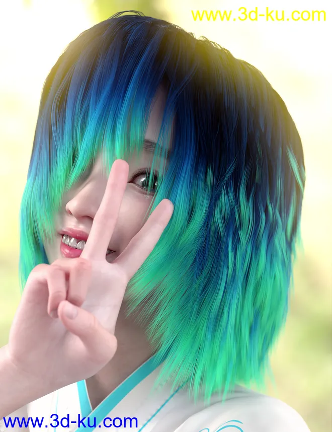 dForce Kiru Hair for Genesis 3, 8, and 8.1模型的图片3