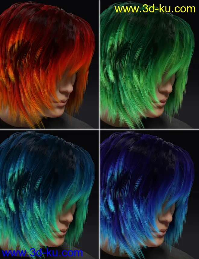 dForce Kiru Hair for Genesis 3, 8, and 8.1模型的图片6