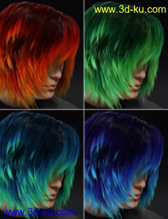 3D打印模型dForce Kiru Hair for Genesis 3, 8, and 8.1的图片