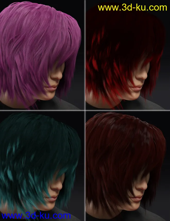 dForce Kiru Hair for Genesis 3, 8, and 8.1模型的图片7