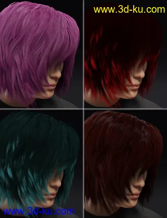 3D打印模型dForce Kiru Hair for Genesis 3, 8, and 8.1的图片