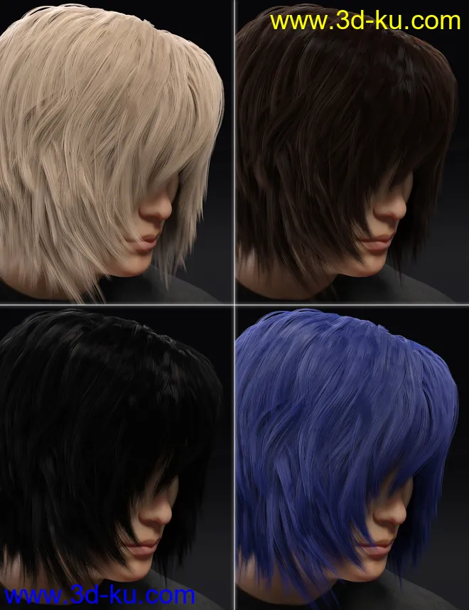 dForce Kiru Hair for Genesis 3, 8, and 8.1模型的图片8