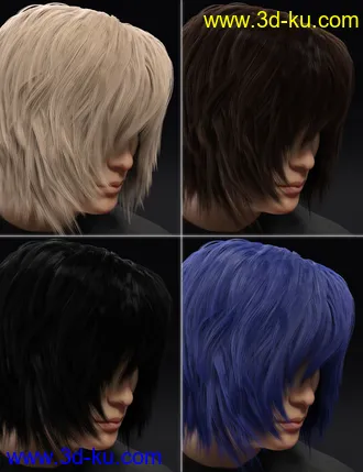 3D打印模型dForce Kiru Hair for Genesis 3, 8, and 8.1的图片
