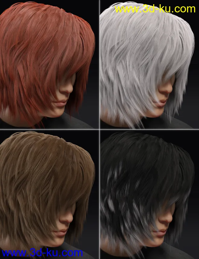 dForce Kiru Hair for Genesis 3, 8, and 8.1模型的图片9