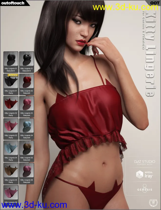 dForce Kitty Lingerie for Genesis 8 Female(s)模型的图片2