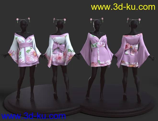 dForce Koharu Kimono for Genesis 8 Female模型的图片6