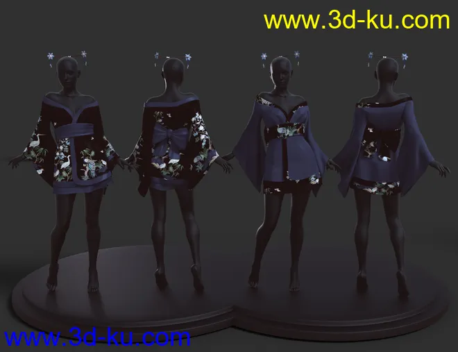 dForce Koharu Kimono for Genesis 8 Female模型的图片7
