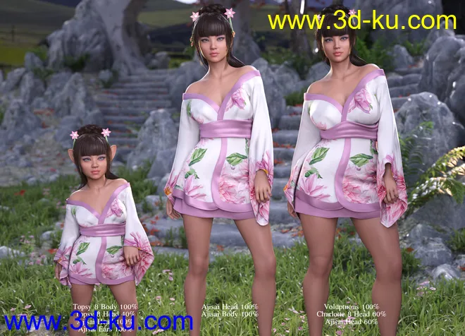 dForce Koharu Kimono for Genesis 8 Female模型的图片9