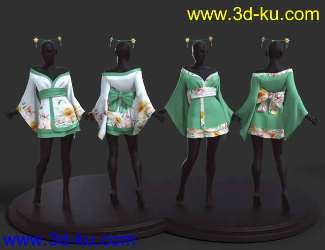 dForce Koharu Kimono Textures模型的图片3