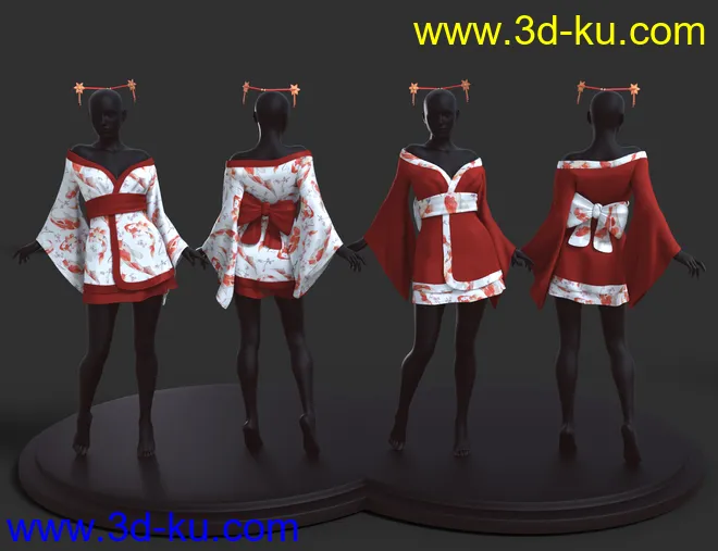 dForce Koharu Kimono Textures模型的图片4