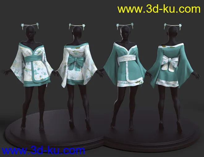 dForce Koharu Kimono Textures模型的图片6