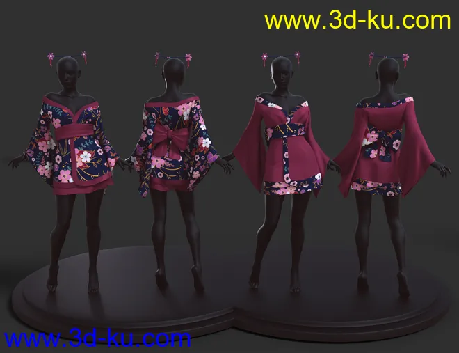 dForce Koharu Kimono Textures模型的图片8