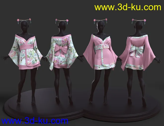 dForce Koharu Kimono Textures模型的图片9