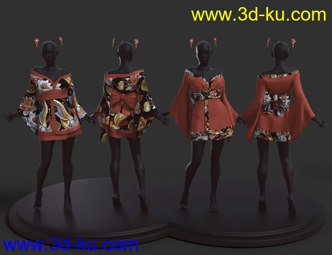 dForce Koharu Kimono Textures模型的图片10