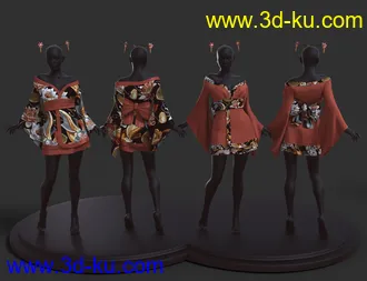 3D打印模型dForce Koharu Kimono Textures的图片