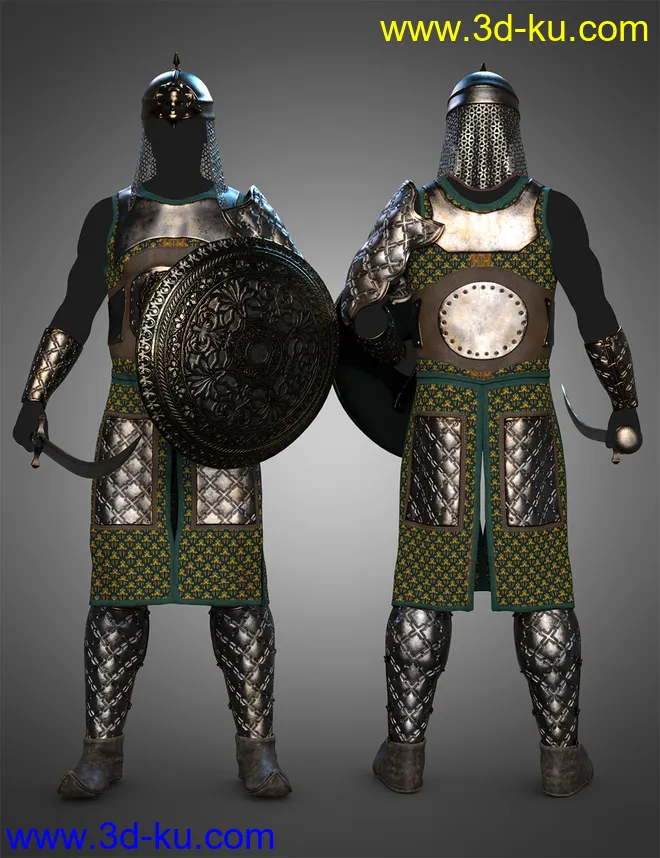 dForce Land Guard Outfit Textures模型的图片2