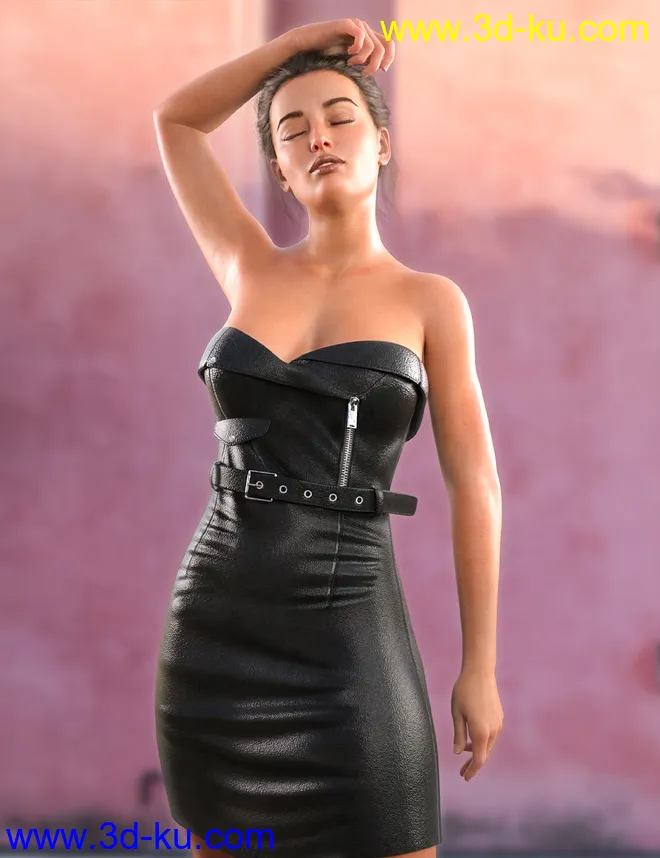 dforce Leather Style Outfit For Genesis 8 and 8.1 Females模型的图片4