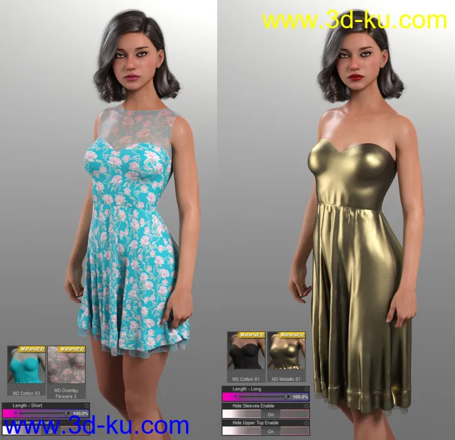 dForce Malka Dress for Genesis 8 and 8.1 Females模型的图片3