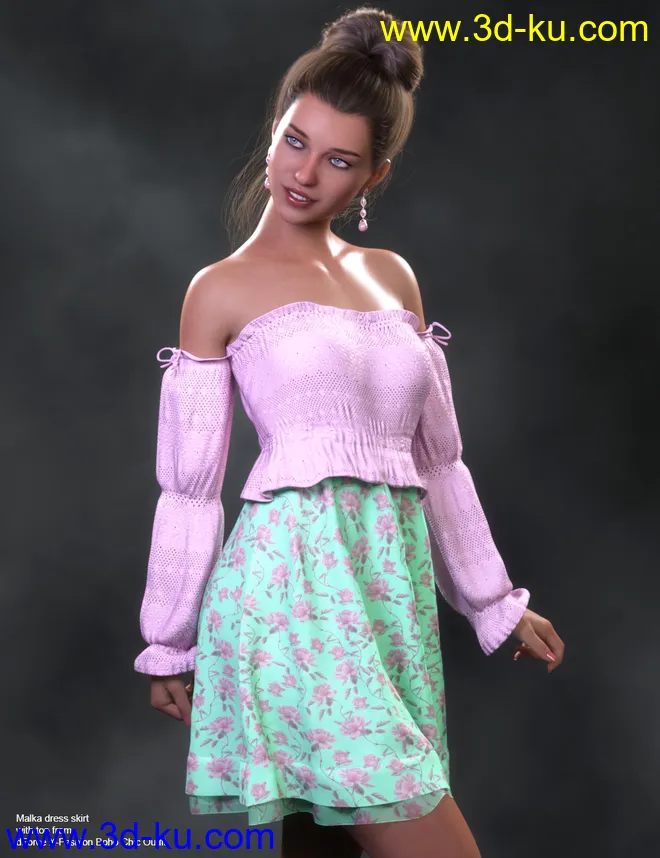 dForce Malka Dress for Genesis 8 and 8.1 Females模型的图片5