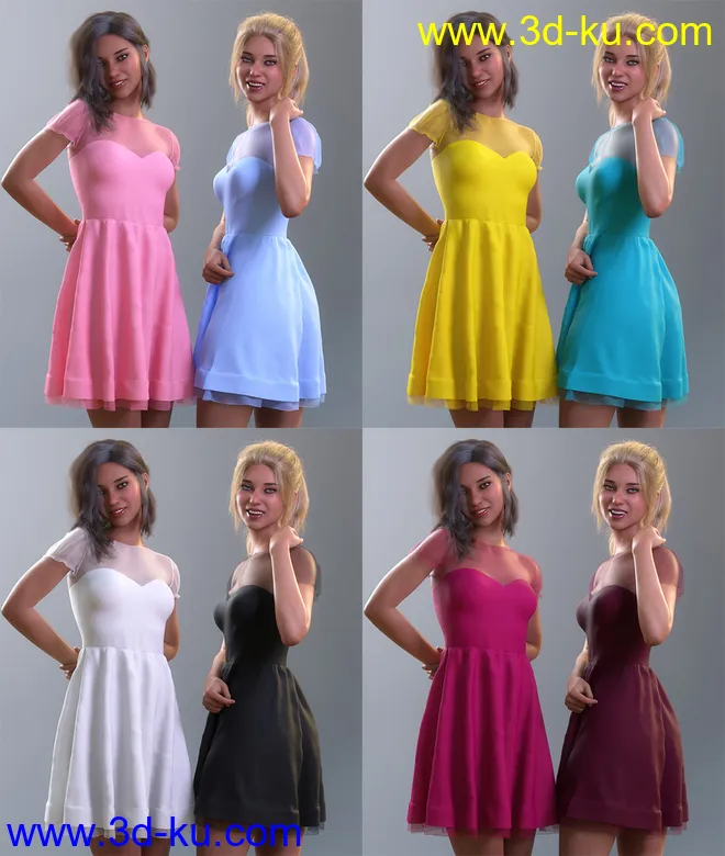 dForce Malka Dress for Genesis 8 and 8.1 Females模型的图片6