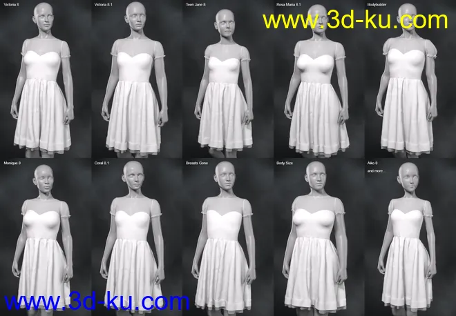 dForce Malka Dress for Genesis 8 and 8.1 Females模型的图片13
