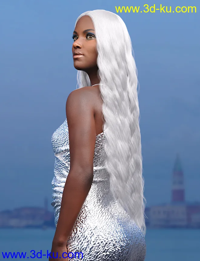 dForce Mermaid Hair for Genesis 8 and 8.1 Females模型的图片1