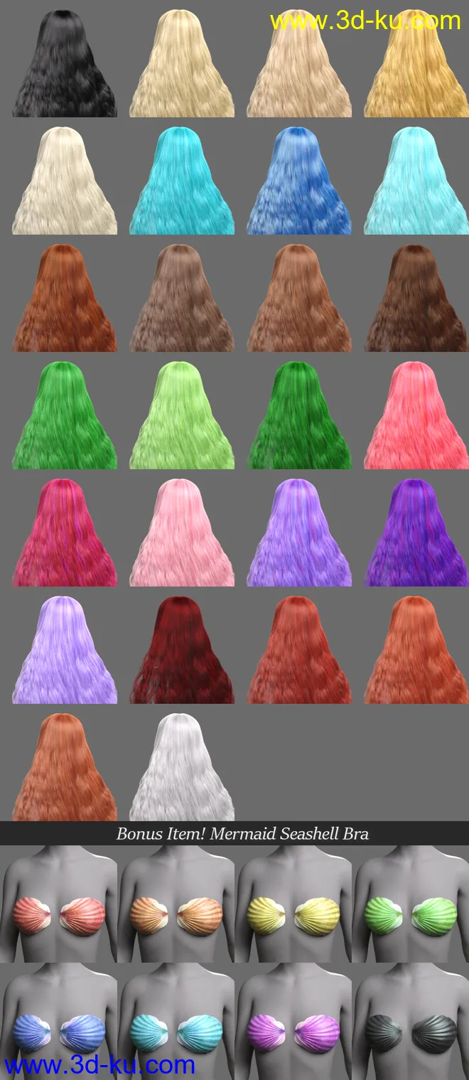 dForce Mermaid Hair for Genesis 8 and 8.1 Females模型的图片7