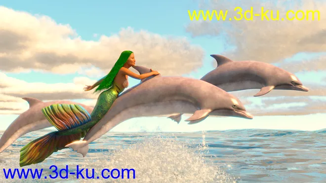 dForce Mermaid Hair for Genesis 8 and 8.1 Females模型的图片8