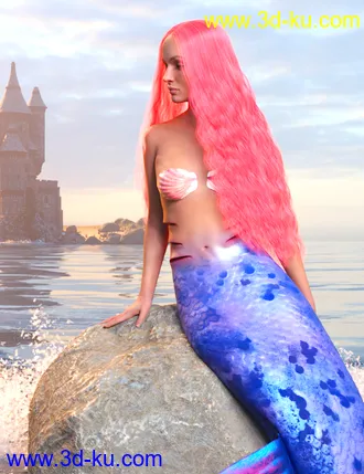 3D打印模型dForce Mermaid Hair for Genesis 8 and 8.1 Females的图片