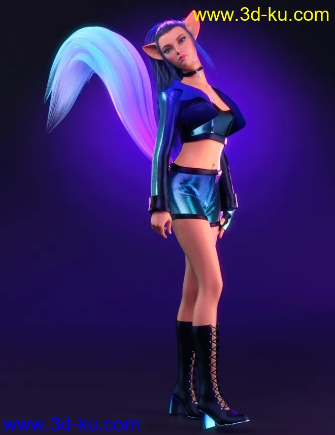 dForce Music Queen Outfit for Genesis 8 and 8.1 Females模型的图片2