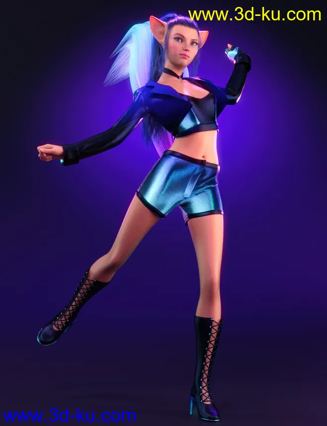 dForce Music Queen Outfit for Genesis 8 and 8.1 Females模型的图片3