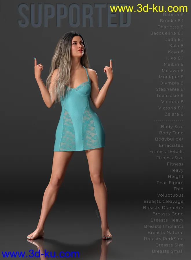 dForce Natalia's Nightie for Genesis 8 and 8.1 Female模型的图片5