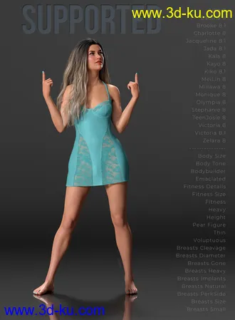 3D打印模型dForce Natalia's Nightie for Genesis 8 and 8.1 Female的图片