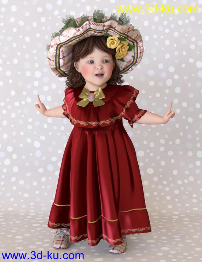 dForce Petite Style Dolly Dress for Genesis 8 Females模型的图片2